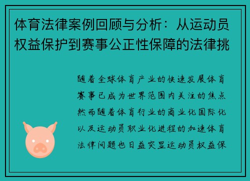 体育法律案例回顾与分析：从运动员权益保护到赛事公正性保障的法律挑战