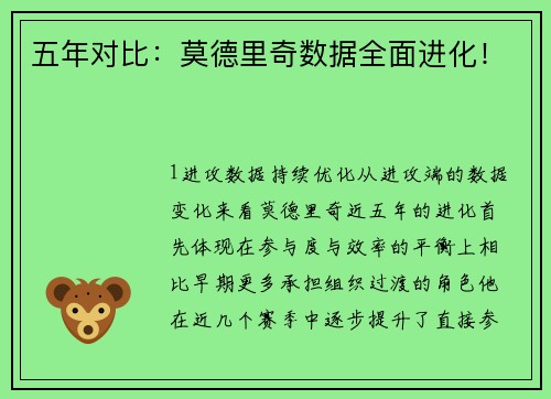 五年对比：莫德里奇数据全面进化！