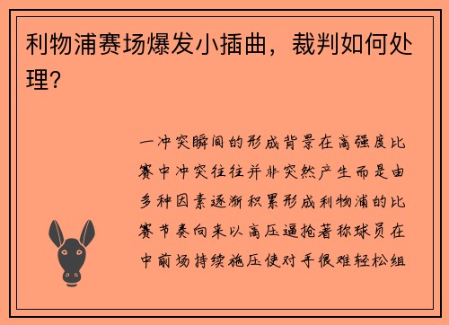 利物浦赛场爆发小插曲，裁判如何处理？