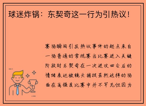 球迷炸锅：东契奇这一行为引热议！
